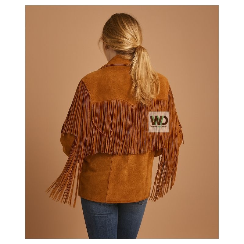 Western Fringe Leather Jacket Vintage Western Wear ANW98 Back side