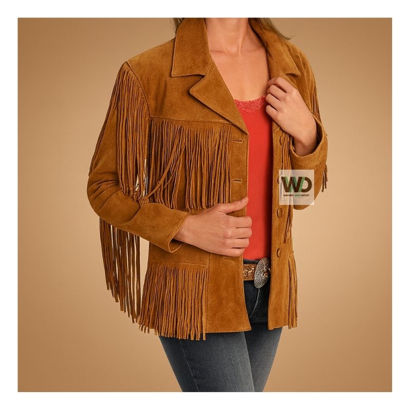 Western Fringe Leather Jacket Vintage Western Wear ANW98 Front side