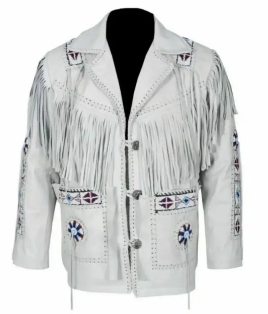 Western leather fringe jacket