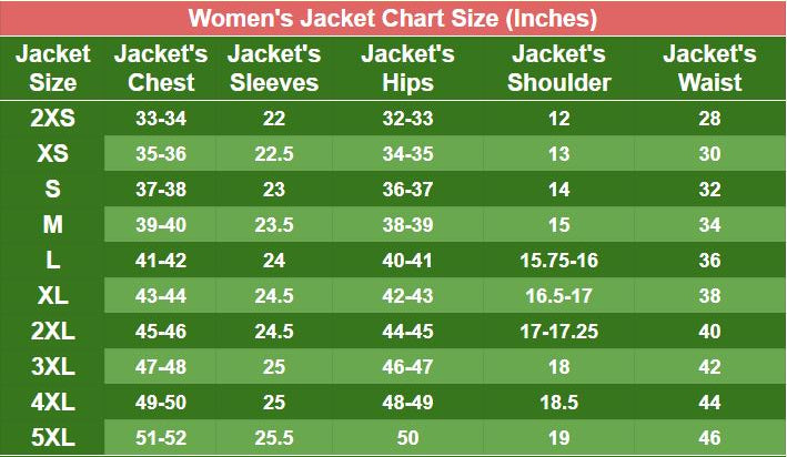 Women's Jacket Size Chart