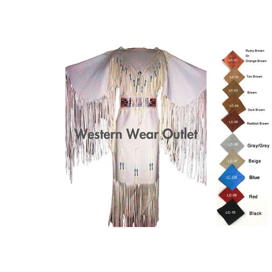 Women's Leather Wedding Fringes Maxi With Beads | WLM1