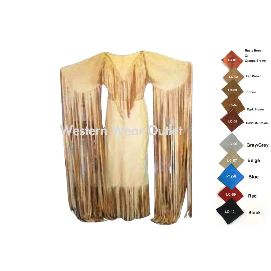 Women's Leather Wedding Fringes Maxi With Beads | WLM7