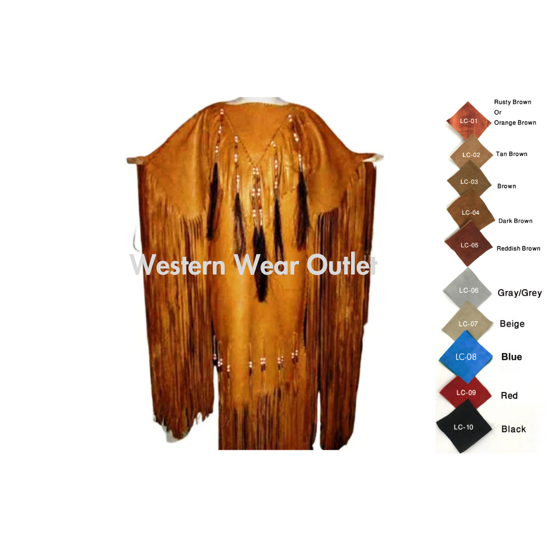 Women's Leather Wedding Fringes Maxi With Beads | WLM9