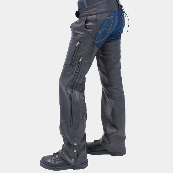 motorcycle chaps rear full zip leg design