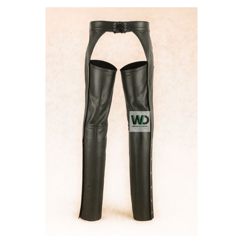 western chaps rear snap closure design