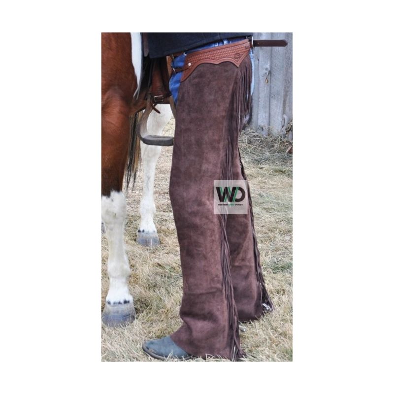 chocolate brown suede fringe chaps western