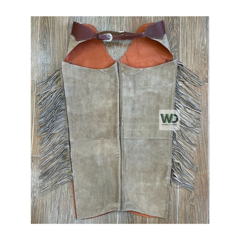 gray fringe chaps rear concho detail