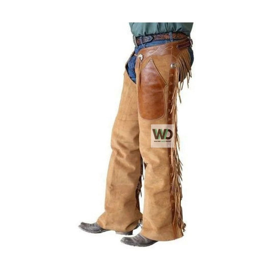 mens brown suede fringe chaps rodeo