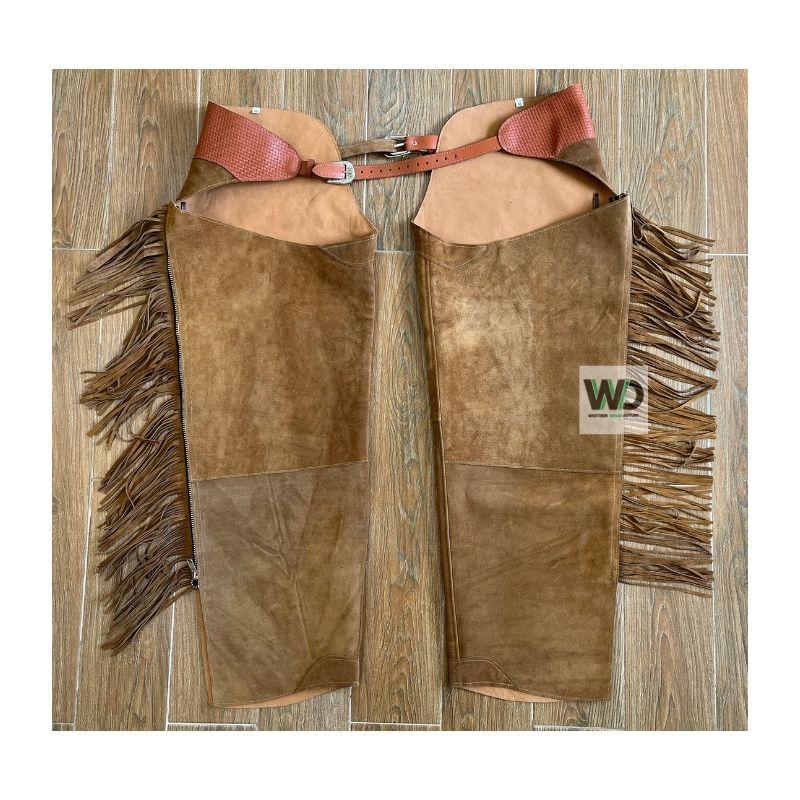 leather fringe chaps rear concho detail