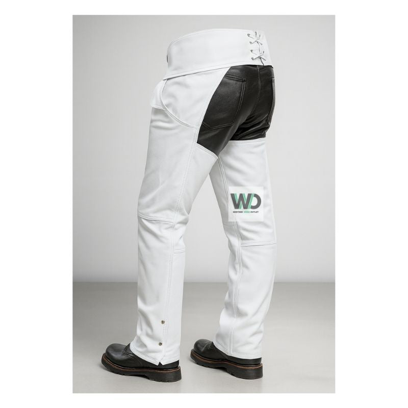 white chaps rear black panel design